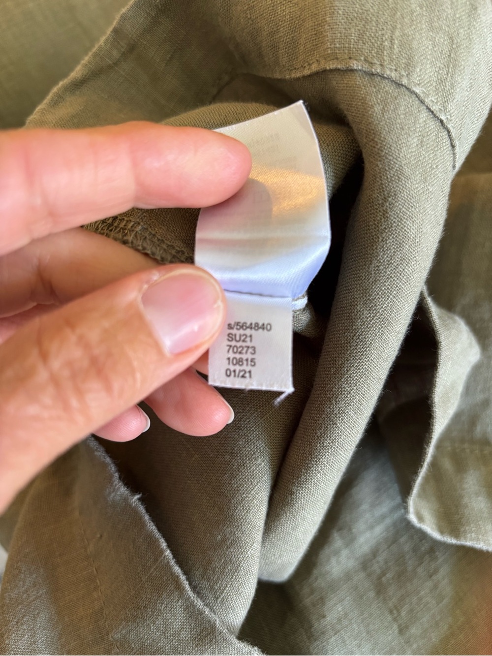 GAP Tiered V-Neck Short Sleeve Babydoll Dress Olive Green Cotton Small - Picture 6 of 9